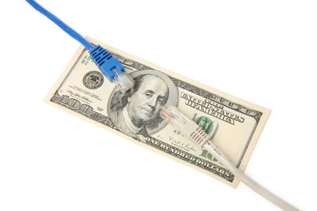 computer network cable and dollar, concept of ecommerce