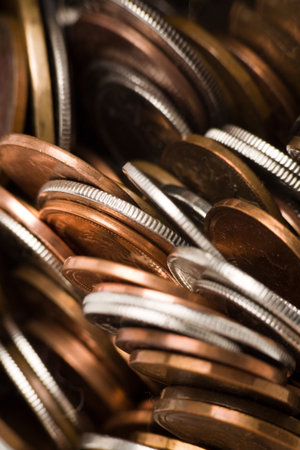 coins close up shot for background