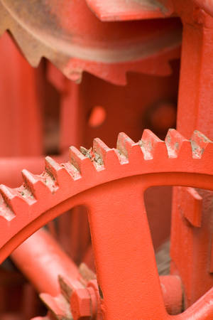 red Gearwheels close up shotの写真素材