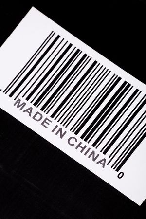 Made in China and barcode, business conceptの写真素材