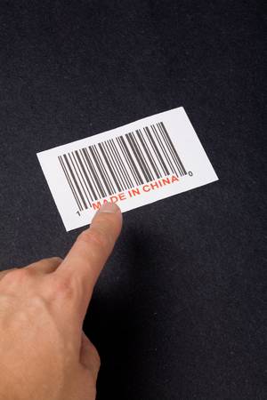 Made in China and barcode, business conceptの写真素材