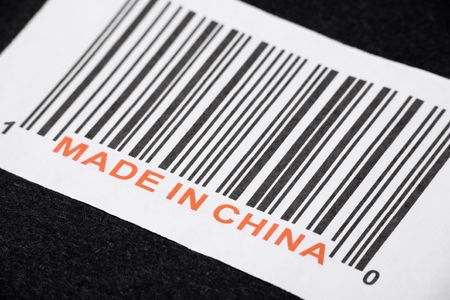 Made in China and barcode, business conceptの写真素材