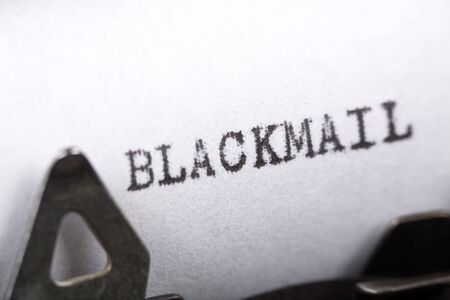 Typewriter close up shot, Concept of Blackmailの写真素材