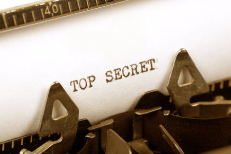 Typewriter close up shot, Concept of Top Secret