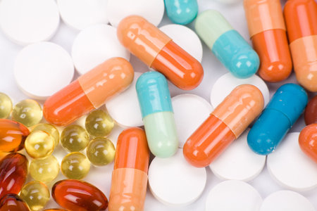 Medicine pills close up shot for background