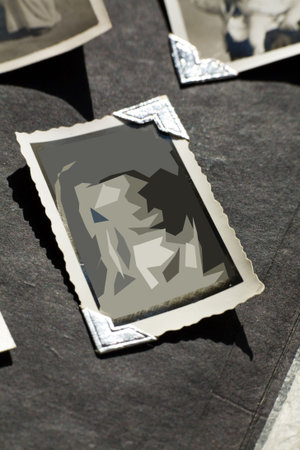 Photo Album with old stained photos, all photos have been blurred, so you can use the photo frame...