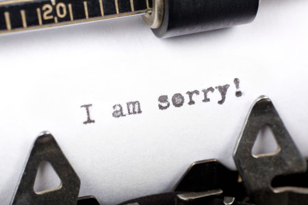 Typewriter close up shot, concept of I am sorry