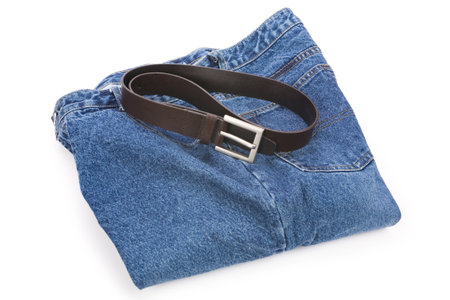 a blue jean and belt close up shotの写真素材