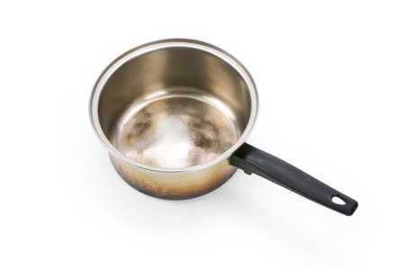 aluminium pan with white backgroundの写真素材