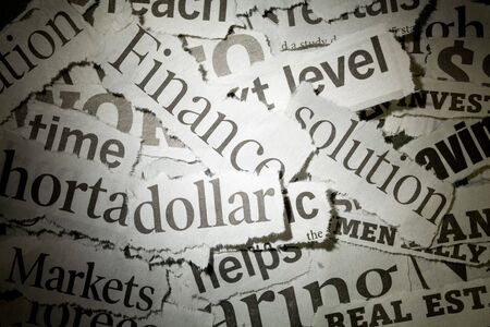 Newspaper Headlines close up for backgroundの写真素材