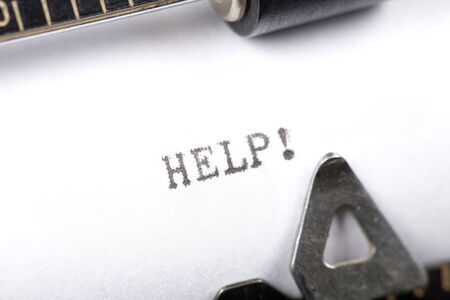 Typewriter close up shot, Concept of Helpの写真素材