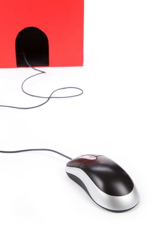 Isolated Shopping Bag and computer mouse, concept of ecommerceの写真素材