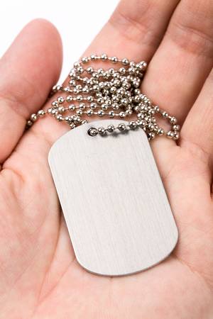 Identity tag with chain close up shotの写真素材