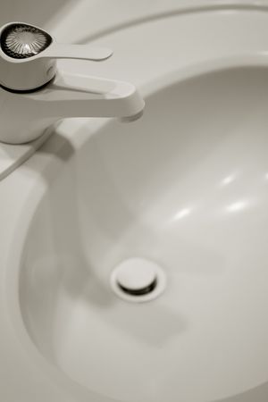 Faucet and sink close up shot for backgroundの写真素材