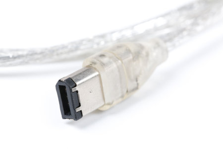 Transparent Computer Firewire cable close up shot の写真素材