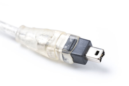 Transparent Computer Firewire cable close up shot の写真素材