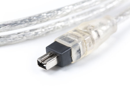 Transparent Computer Firewire cable close up shot の写真素材