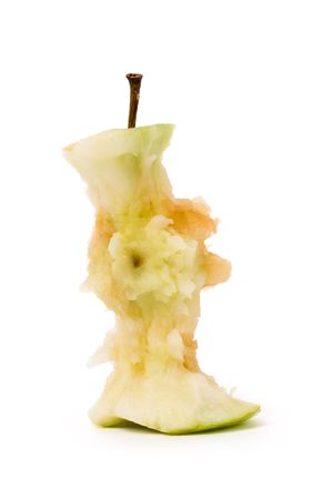 Green Apple with white background, close up shotの写真素材