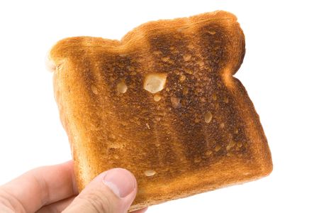 a toasted bread Slice with white backgroundの写真素材