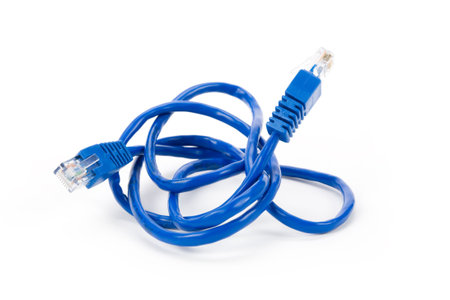 Blue Computer Cable with white background