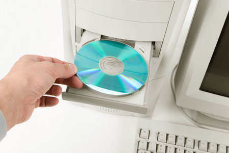 Desktop Computer and CD-ROM Drive close up shot