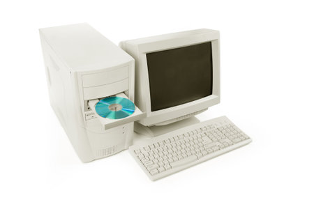 Desktop Computer and CD-ROM Drive close up shot