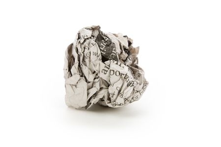 Newspaper ball with white backgroundの写真素材