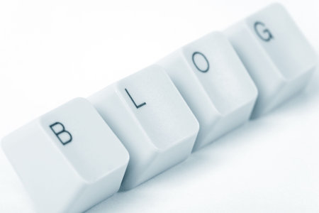Blog and computer keyboard, internet Diary conceptの写真素材