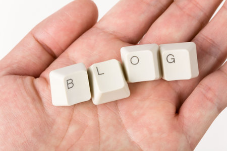 Blog and computer keyboard, internet Diary conceptの写真素材