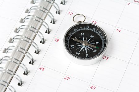 Calendar and compass, concept of time planningの写真素材