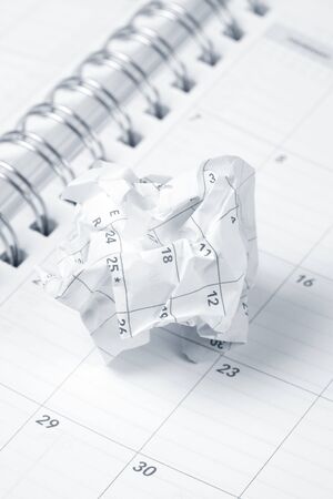 Calendar paper ball, concept of time planning, Wasting Time, Unorganizedの写真素材