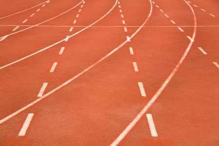 Red stadium race track  close up shot