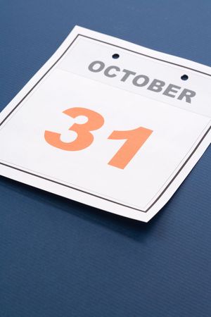 , calendar October 31 with blue backgroundの写真素材