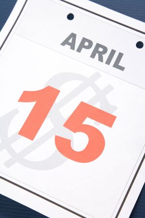 Tax Day, calendar date April 15 for backgroundの写真素材