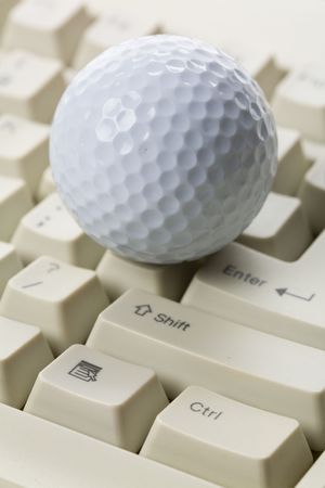 Golf Ball and Keyboard close up shotの写真素材