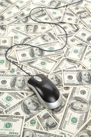 US Dollars and Computer Mouse for backgroundの写真素材