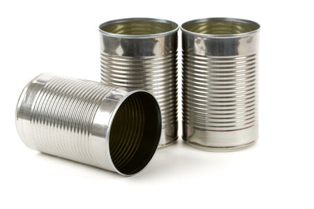 Tin container with white background