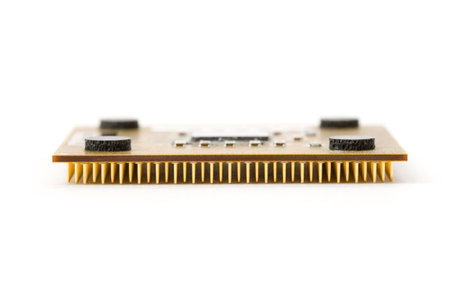 Golden Computer CPU close up shot
