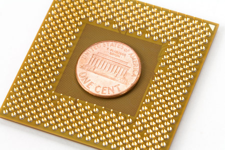 Computer CPU and dollar, concept of online ecommerce