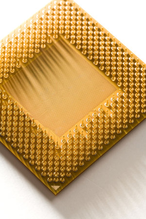 Golden Computer CPU close up shot