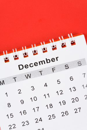 Calendar December close up with red backgroundの写真素材