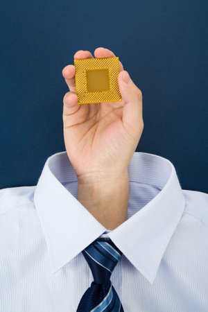 a hand holding CPU, Business Conceptの写真素材