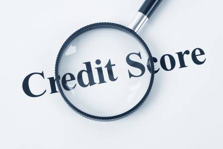 Credit Score and Magnifying Glassの写真素材