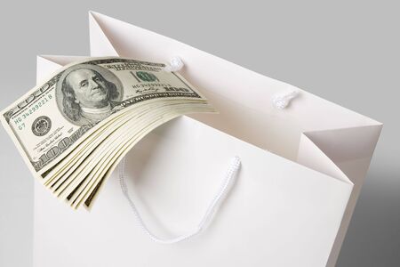 Shopping Bag and Dollar close up shotの写真素材