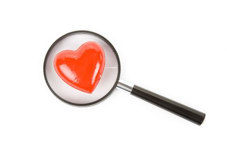 Red Heart and magnifier, concept of searching love, Healthy Lifeの写真素材