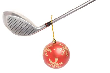  golf club and Christmas Ball close upの写真素材
