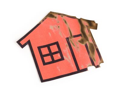 a burned red home sign,  Real Estate Concept の写真素材