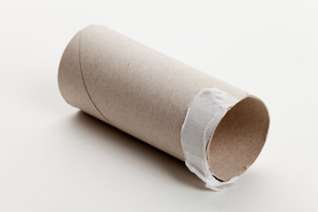 Empty Toilet Paper Roll close upの写真素材