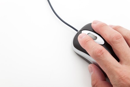 Computer Mous, and hand close upの写真素材