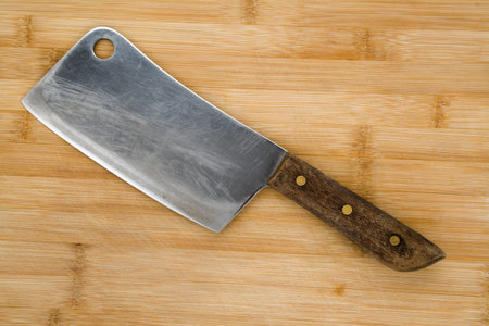 Cutting Board and Kitchen Knife close upの写真素材